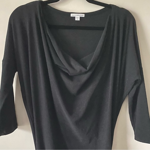 James Perse Fitted Cowl Neck Ruched Dolman Mini Black size M - Picture 3 of 11